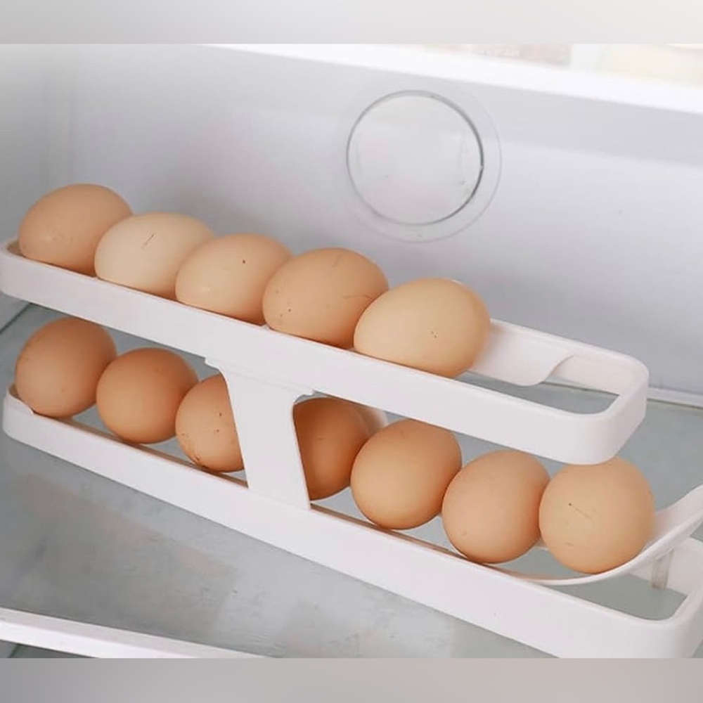 NWOT- 2 Tier Rolling Egg Dispenser ~ White